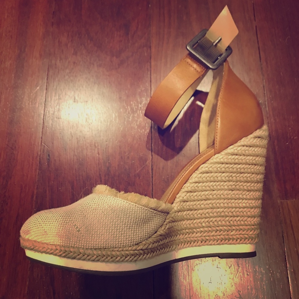 SCHUTZ Beige and Brown Espadrille Wedges